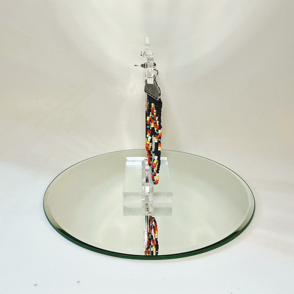 Southwestern Seed Bead Tassel Earrings Hand Crafted Sterling Silver Hardware - Picture 6 of 6